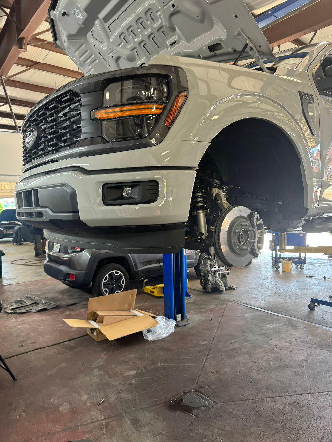 Truck getting maintenance